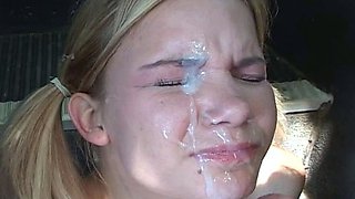 Amateur 18 year old blond nurse takes big cock and facial