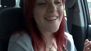 Redhead Emo car driving horny