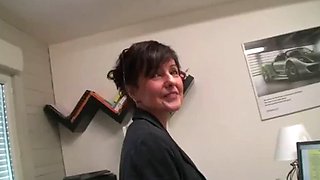 French mature Joyce gets anal facial and is pissed on