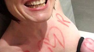 Julie plays with electricity and has orgasm