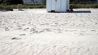 Public beach cook jerking and fucking