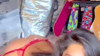 Babe in red fishnet stockings fucks her asshole: Big Tits, Big Ass  Anal Porn