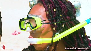 Petite ebony slave public disgraced and humped