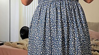 Busty curly brunette with big boobs fucks on couch