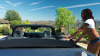 Ebony Leilani Li sucks cock in the car and gets fucked hard