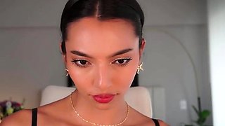 Cute curly brunette solo webcam masturbation