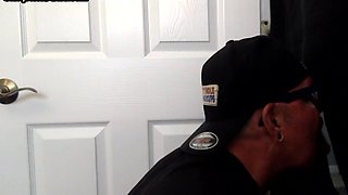 Gloryhole gaydaddy amateur sucks and wanks sturdy penis