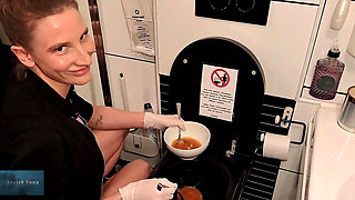 Disgusting Training Eating Food From Toiletbowl by Strict Skinny German Femdom Part 1