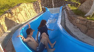 Stepsister Gets Stuck on the Slide, I Offer Her Help in Exchange for Fucking Her