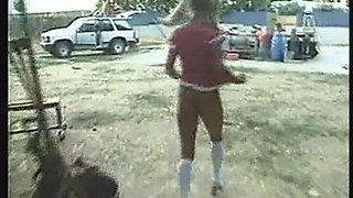 Mature Blonde MILF Flashes Hairy Pussy in Daring Outdoor Spots
