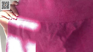 Big boobs American school girl tries on sports bras