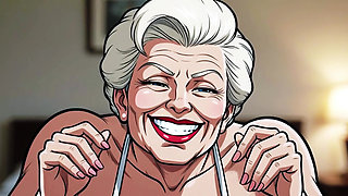 Ai Old Women in Bedroom Teasing and Flashing Tits