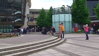 Beautiful amateur blonde barmaid paid sex in public