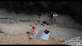 Nude Beach Day With 3 Gorgeous Models Melonie Rebeka Ruby With Kristina Sun Goddesses Picnic Naked