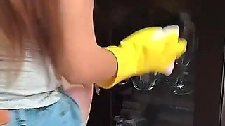 MILF Busty Sexy Maid Gets Horny Cleaning, Jacks Me off, Sucks My Cock and Swallows My Cum
