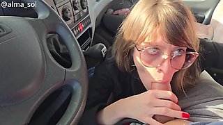 Alma Sol - Risky Quick Blowjob On Highway To Good Boy Ends With Abundant Facial [eng Sub]