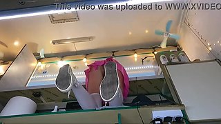 Molten barely legal yo stunner working g-string-less for additional cash and opening up her gams broad open for some bonus.mp4