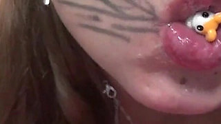 Sexy Kitten Swallows Gummy Bears!!