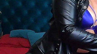 Leather Seduction on Bed - Shiny Pants, Zippers & Slow Tease 311