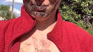 Licking Mud, Spit From Path, Walking with Dirt on Face and Tits