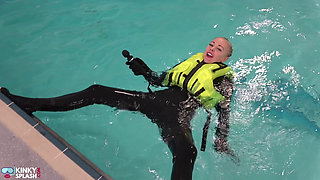 Neoprene Lust: Inflatable Snorkel Vest Pleasure in the Pool