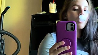 Lovely Amateur teen brunette masturbating outdoor