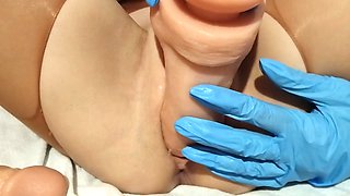 Getting Double Penetrated by Two Enormous Dildos! Intimate Close-Up Action