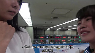 Japanese Office Lesbian Seduction: Big Tits Employee Outdoor Training