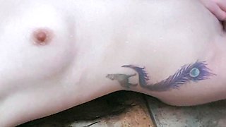 Lovely Amateur teen brunette masturbating outdoor