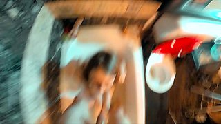 Sexy blonde momma with small boobs doing POV blowjob