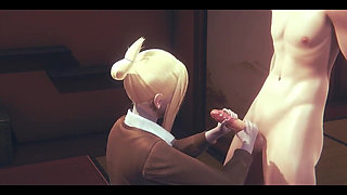 Shingeki No Kyojin Hentai - Annie Leonhart Handjob and Blowjob - Japanese Asian Manga Anime Game Porn