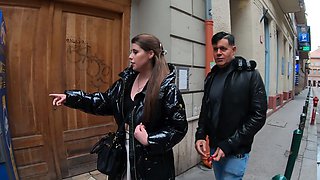 Guy shoots his cum on big natural tits of hot belgian milf Lady Lyne