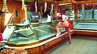 Market Slut Stuffing Sausages Deep in Throbbing Pussy