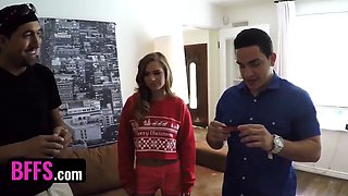 Besties - two nice girls Sydney Cole and Moriah Tyler recieve insane gifts in boxes from wild studs