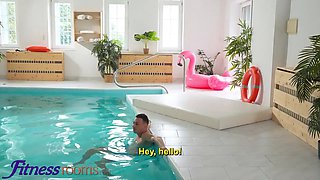Gym guest rooms pretty italian dark haired shelena swift hot poolside porn after sweaty gym workout