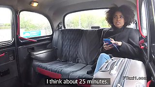 Perfect ass ebony gets big cock in cab