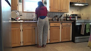 Syrian Wife Lets 18 Year Old German Stepson Fuck Her in the Kitchen