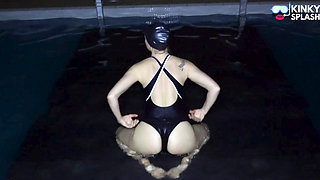 Swimwear Rope Bondage in Water: Hogtied & Gagged
