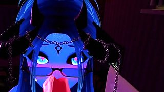 Blue Succubus Giving a Blow job and ass shaking~