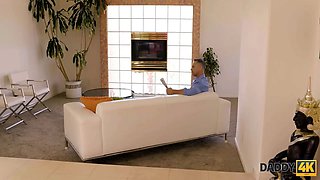 Daddy4k. angry girl with redhair cheats on boyfriend with his hot daddy