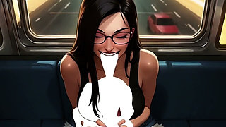 Lin's Friends Help Drain Your Cock on the Bus