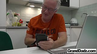 Naughty Babes Gina Lin & Claudia Colt Play with Grandpa's Cock - Old & Young Threesome FFM