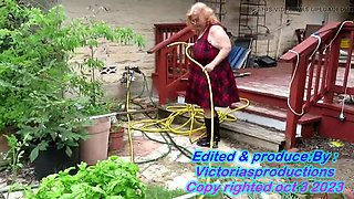 Big-Butted Redheads Outdoor Garden Cleanup