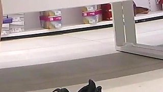 Pussy Flash - My Exhibitionist Wife Without Panties Plays the Slut in a Shoe Store