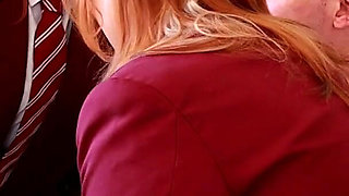 Two Redhead Schoolgirls Suck Dick and Swap Cum
