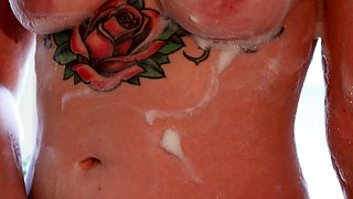 18 Year Old Redhead Gets Sensual In A Bubble Bath