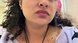 Gassy Milk-intolerant Girl on the Toilet and Farting