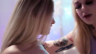 Blonde shemale licks and fucks her dance mates tight pussy