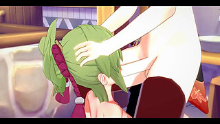 Genshin Impact Hentai - Kazuha X Kuki Shinobu Blowjob and Fucked with Creampie - Japanese Asian Manga Anime Game Porn
