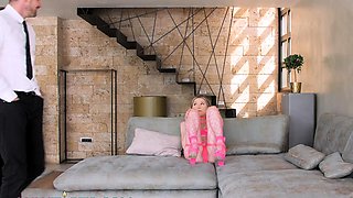 Shy girl gets her first DP from family therapist and BF